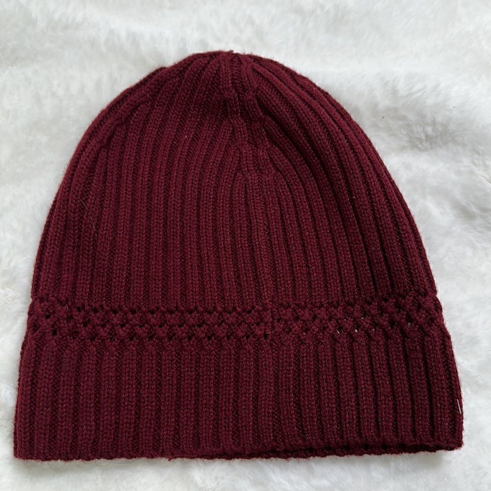 RALPH LAUREN RIBBED BEANIE. BURGUNDY - Picture 4 of 6